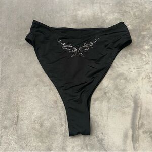NEW Frankies Bikinis Victorias Secret butterfly Bikini Bottom Black 10759